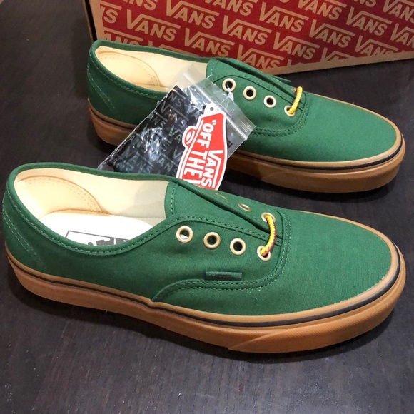 vans authentic green gum sole